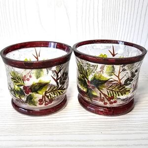$6.49 S&H Yankee Candle Crackle Votive Tealight Holder Winter Christmas Holly